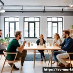 Home 14 바이럴 콘텐츠에서의 진정성의 중요성 - A candid behind-the-scenes scene inside a modern Swedish startup office, showing a diverse team of y...